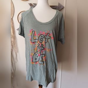 Natural Life Graphic Tee "Let it Be" Safe Green Floral XXXL 100% Cotton